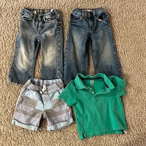 Two pair of jeans American Eagle, and Babygap 2T, shorts and polo shirt boys